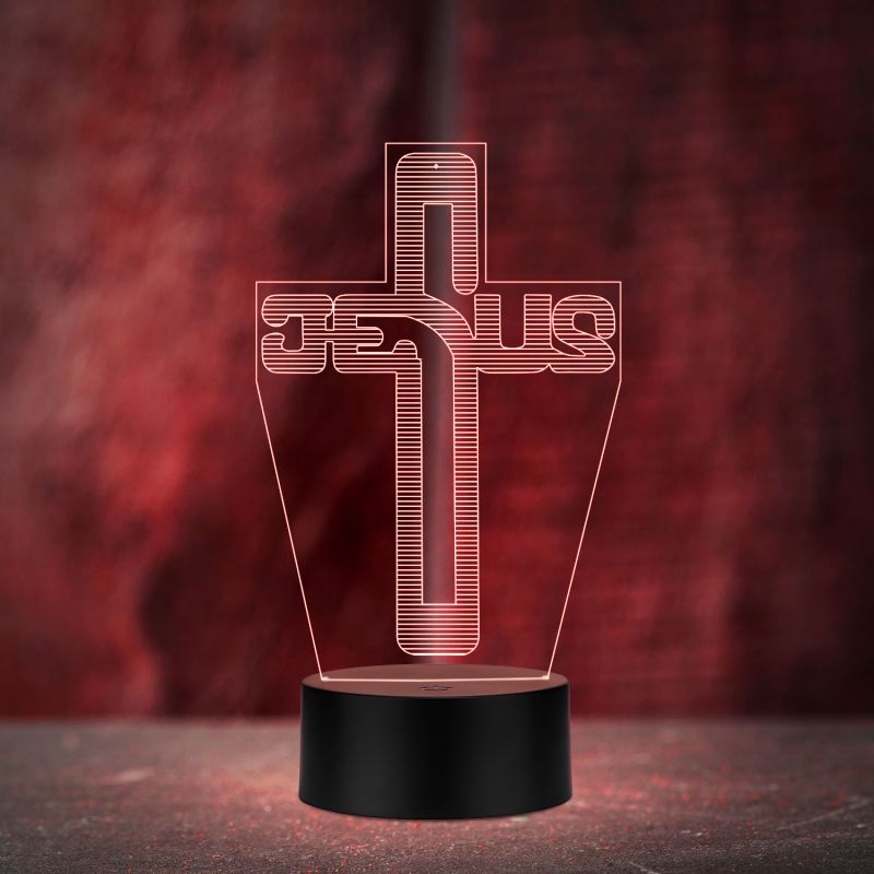 Jesus Cross Acrylic Night lamp Multicolored Light Gift for Birthday